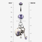 Detail View 1 of Love Lock Down Belly Button Ring-Tanzanite