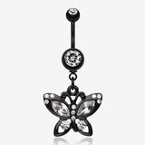 Blackline Butterfly Sparkle Belly Ring