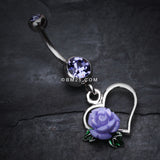 Detail View 2 of Glittering Sweet Heart with Rose Belly Button Ring-Tanzanite
