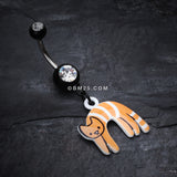 Detail View 2 of Lounging Kitty Belly Button Ring-Black