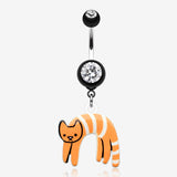 Lounging Kitty Belly Button Ring