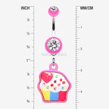 Detail View 1 of Sweet Tooth Cupcake Belly Button Ring-Pink