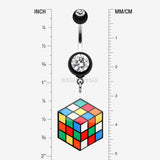 Detail View 1 of Retro Rubix Cube Belly Button Ring-Black