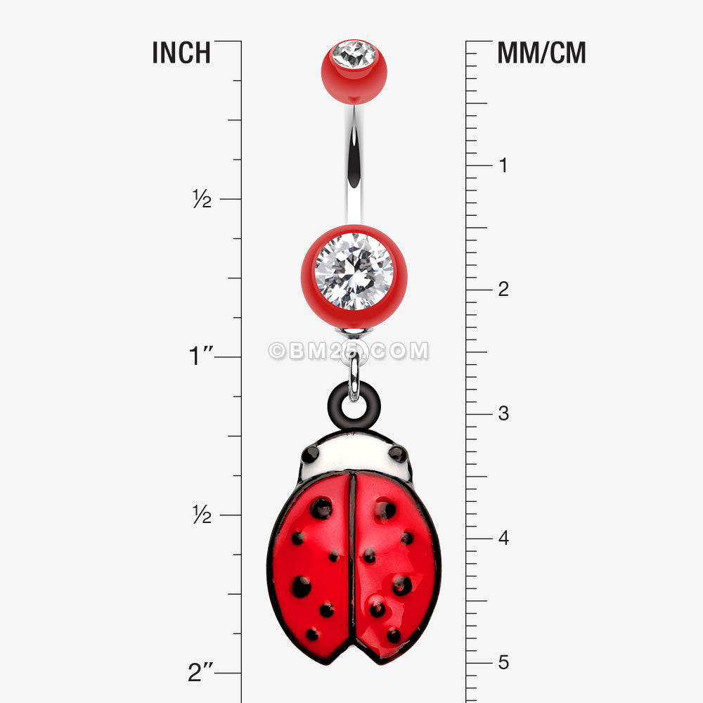 Detail View 1 of Precious Ladybug Belly Button Ring-Red
