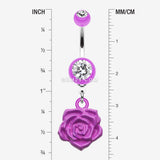 Detail View 1 of Immortal Rose Belly Button Ring-Purple