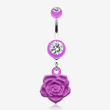 Immortal Rose Belly Button Ring-Purple