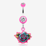 Retro Tattooed Rose Belly Button Ring