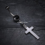 Detail View 2 of Classic Cross Belly Ring-Black