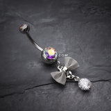 Detail View 2 of Dainty Bow Gem Sparkle Belly Ring-Aurora Borealis
