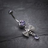 Detail View 2 of Dainty Bow Gem Sparkle Belly Ring-Tanzanite