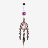 Majestic Elegance Dream Catcher Belly Ring-Fuchsia