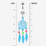Detail View 1 of Enchanted Links Dream Catcher Belly Ring-Teal