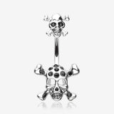 Double Pirate Skull Belly Button Ring-Black