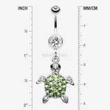 Detail View 1 of Under the Sea Turtle Belly Button Ring-Clear Gem