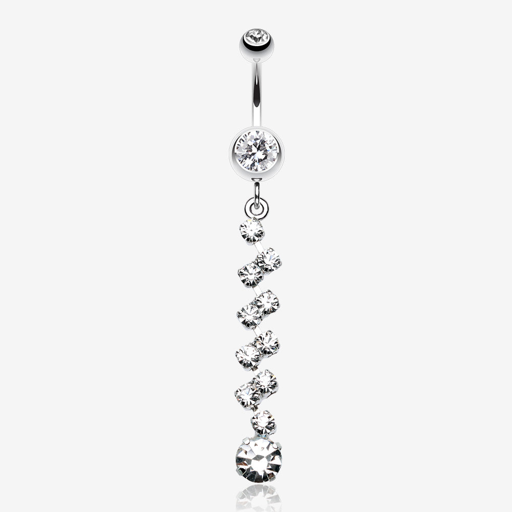 Journey Tier Sparkle Belly Ring-Clear Gem