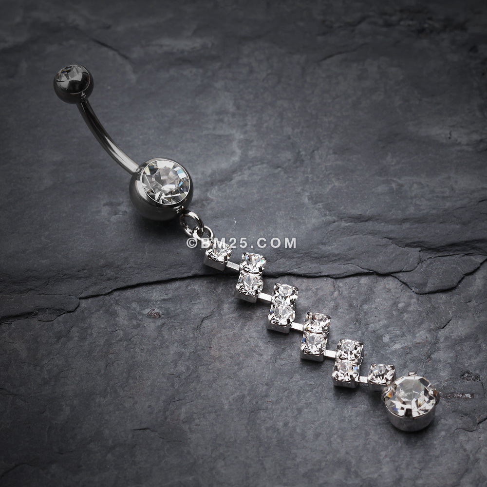 Detail View 2 of Journey Tier Sparkle Belly Ring-Clear Gem