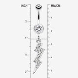 Detail View 1 of Lightning Bolt Radiance Belly Button Ring-Clear Gem