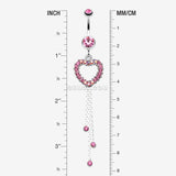 Detail View 1 of Classy Heart Cascading Belly Button Ring-Light Pink