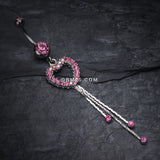 Detail View 2 of Classy Heart Cascading Belly Button Ring-Light Pink