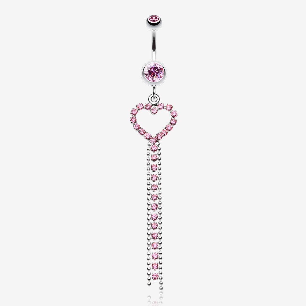 Luxuriant Heart Belly Button Ring-Light Pink