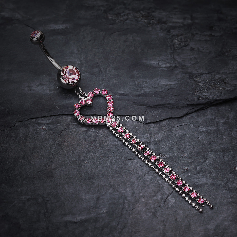 Detail View 2 of Luxuriant Heart Belly Button Ring-Light Pink