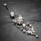 Detail View 2 of Butterfly Extravagance Belly Button Ring-Clear Gem