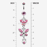 Detail View 1 of Jeweled Butterflies Belly Button Rings-Light Pink