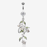 Romantic Vines with Flowers Belly Button Rings