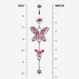 Detail View 1 of Precious Butterfly Sparkle Belly Ring-Light Pink