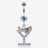 Happy Penguin Hour Martini Belly Button Ring-Light Blue