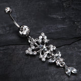 Detail View 2 of Glam Butterfly Fall Fancy Belly Ring-Clear Gem