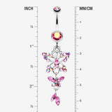Detail View 1 of Glam Butterfly Fall Fancy Belly Ring-Pink/Aurora Borealis