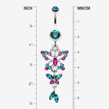Detail View 1 of Glam Butterfly Fall Fancy Belly Ring-Teal