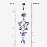 Detail View 1 of Glam Butterfly Fall Fancy Belly Ring-Tanzanite