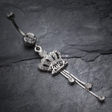 Detail View 2 of Royal Crown Sparkle Belly Ring-Clear Gem