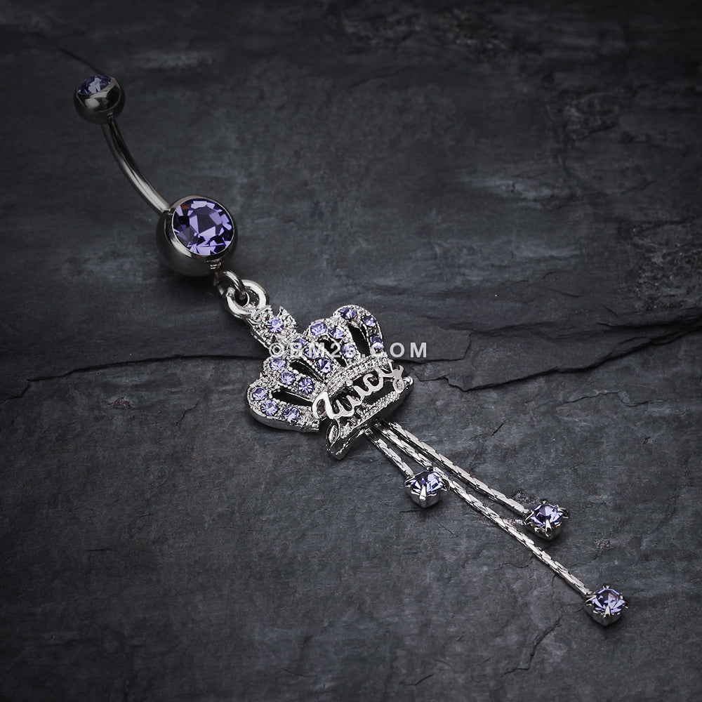 Detail View 2 of Royal Crown Sparkle Belly Ring-Tanzanite