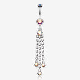 Cascading Sparkle Belly Button Ring-Aurora Borealis