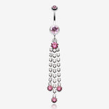 Cascading Sparkle Belly Button Ring-Light Pink