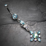 Detail View 2 of Dangling Shine Drops Belly Button Ring-Aqua