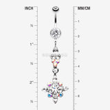 Detail View 1 of Dangling Shine Drops Belly Button Ring-Clear Gem