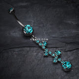 Detail View 2 of Sparkle Drops Belly Button Ring-Teal