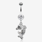 Sparkling Dolphin Belly Button Ring