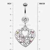 Detail View 1 of Sparkling Precious Heart Belly Button Ring-Clear Gem