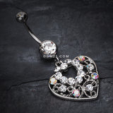 Detail View 2 of Sparkling Precious Heart Belly Button Ring-Clear Gem