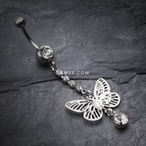 Detail View 2 of Sparkle Flutter Butterfly Belly Button Ring-Clear Gem