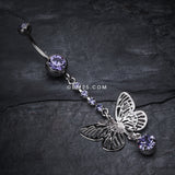 Detail View 2 of Sparkle Flutter Butterfly Belly Button Ring-Tanzanite
