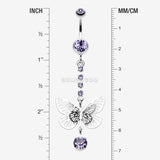 Detail View 1 of Sparkle Flutter Butterfly Belly Button Ring-Tanzanite