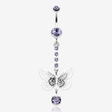 Sparkle Flutter Butterfly Belly Button Ring-Tanzanite