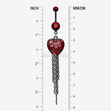 Detail View 1 of Blackline Red Heart Chain Tassel Belly Ring-Red