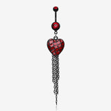 Blackline Red Heart Chain Tassel Belly Ring-Red